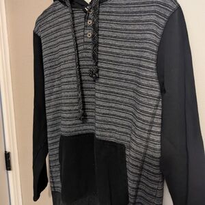 Men's PX Black and Gray Striped Hoodie M